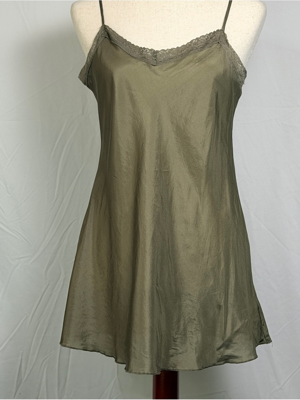 4 Love and Liberty Johnny Was Olive with Lace Trim 100% Silk camisole, whimsy